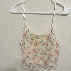 Dainty Hooligan Cream and Pink Floral Camisole
